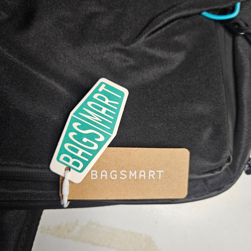 Bagsmart Travel Backpack Black Teal Laptop Compartment Carry On Luggage Strap - Picture 4 of 16
